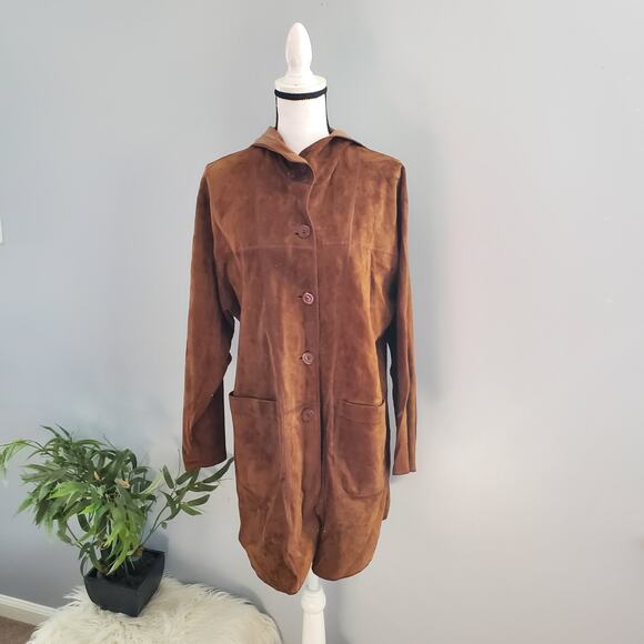 Vintage Vera Pelle Sasha Reversible Lightweight Soft Leather Hooded Jacket S - Picture 5 of 14